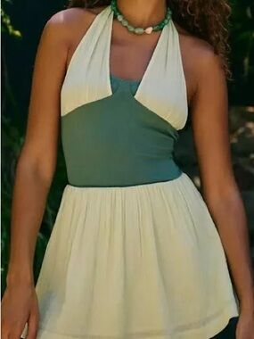 Halter Two-Tone Green Summer Dress